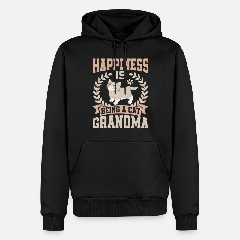 Cadeaux de grand-mère chat - Sweat à capuche Premium bio Homme - noir