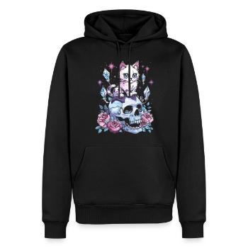 Kawaii Chat Pastel Goth Mignon Anime - Sweat à capuche Premium bio Homme - noir - Devant - Nico (187cm)