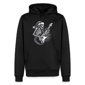 Skeleton Noël Guitariste de Rock - Sweat à capuche Premium bio Homme - noir - Devant - Nico (187cm)