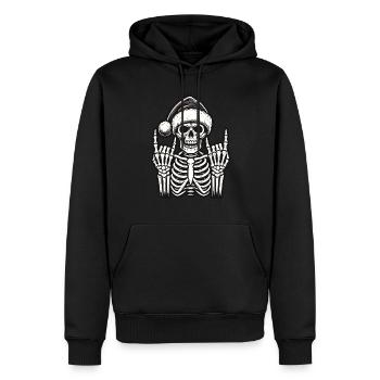 Crâne de Noël Musique Rock - Sweat à capuche Premium bio Homme - noir - Devant - Nico (187cm)