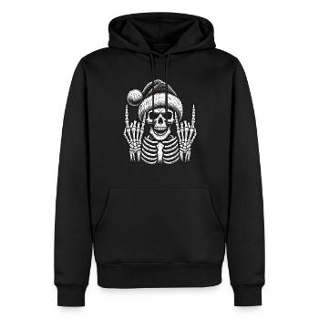 Jupe chapeau de Noël squelette - Sweat à capuche Premium bio Homme - noir - Devant - Nico (187cm)