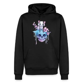 Kawaii Chat Pastel Goth Mignon Anime - Sweat à capuche Premium bio Homme - noir - Devant - Nico (187cm)