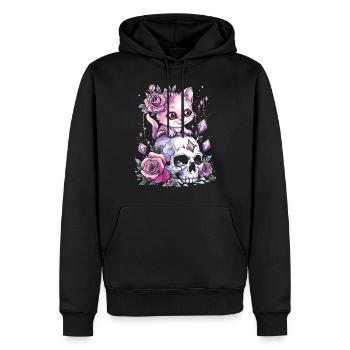 Kawaii Chat Pastel Goth Mignon Anime - Sweat à capuche Premium bio Homme - noir - Devant - Nico (187cm)