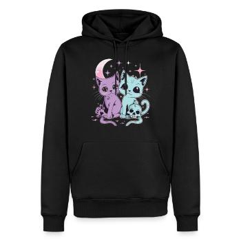 Kawaii Cat Pastel Goth Teuflisch - Männer Premium Bio Hoodie - Schwarz - Vorne - Nico (187cm)