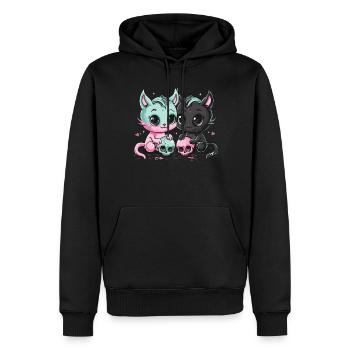 Kawaii Cat Pastel Goth Teuflisch - Männer Premium Bio Hoodie - Schwarz - Vorne - Nico (187cm)