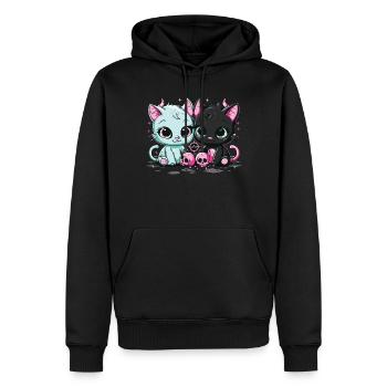Kawaii Cat Pastel Goth Teuflisch - Männer Premium Bio Hoodie - Schwarz - Vorne - Nico (187cm)