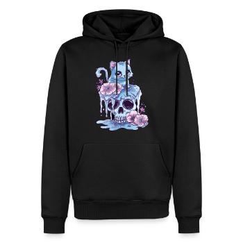 Kawaii Chat Pastel Goth Mignon Anime - Sweat à capuche Premium bio Homme - noir - Devant - Nico (187cm)
