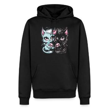 Kawaii Cat Pastel Goth Teuflisch - Männer Premium Bio Hoodie - Schwarz - Vorne - Nico (187cm)
