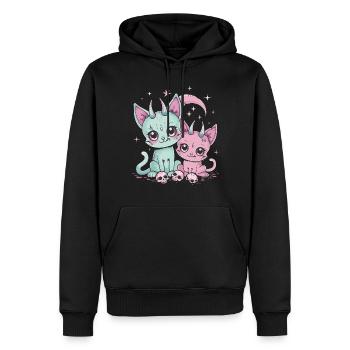Kawaii Cat Pastel Goth Teuflisch - Männer Premium Bio Hoodie - Schwarz - Vorne - Nico (187cm)