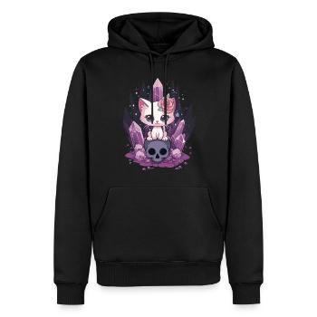 Kawaii Chat Pastel Goth Mignon Anime - Sweat à capuche Premium bio Homme - noir - Devant - Nico (187cm)