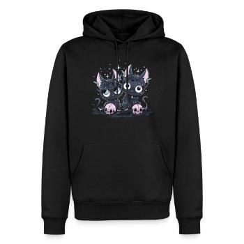 Kawaii Cat Pastel Goth Teuflisch - Männer Premium Bio Hoodie - Schwarz - Vorne - Nico (187cm)