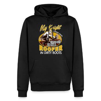 My Knight Turns Out To Be A Roofer - Men’s Premium Organic Hoodie - black - Front - Nico (187cm)