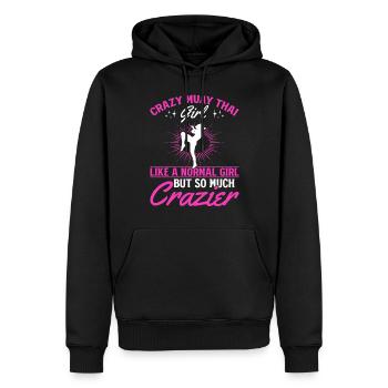 Folle Muay Thai fille Boxe thaïlandaise Muay Thai Girl - Sweat à capuche Premium bio Homme - noir - Devant - Nico (187cm)