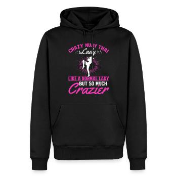Crazy Muay Thai lady like a normal lady but so muc - Männer Premium Bio Hoodie - Schwarz - Vorne - Nico (187cm)
