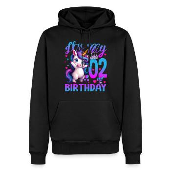 2. Geburtstag Einhorn Es ist mein 2. Geburtstag - Männer Premium Bio Hoodie - Schwarz - Vorne - Nico (187cm)