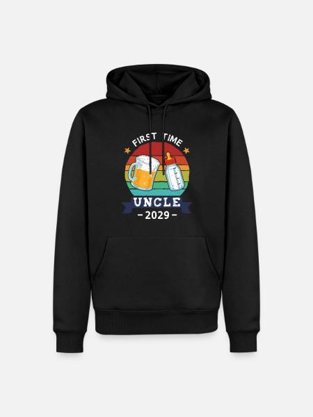 First Time Uncle 2029 - Männer Premium Bio Hoodie - Schwarz