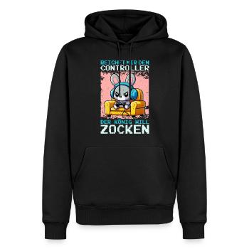 Il me tend la manette que le roi veut jouer - Sweat à capuche Premium bio Homme - noir - Devant - Nico (187cm)