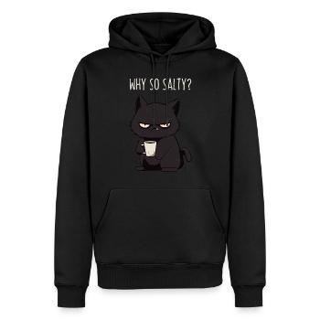 Why So Salty? Grimmige Katze Morgenmuffel Geschenk - Männer Premium Bio Hoodie - Schwarz - Vorne - Nico (187cm)