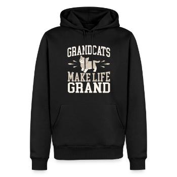 Cadeaux de grand-mère chat - Sweat à capuche Premium bio Homme - noir - Devant - Nico (187cm)