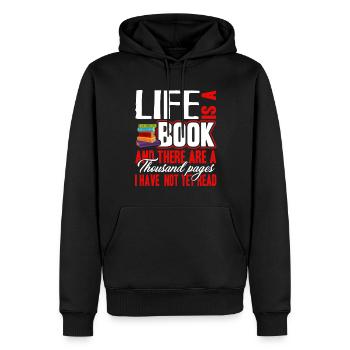 Book Life Is A Book - Men’s Premium Organic Hoodie - black - Front - Nico (187cm)