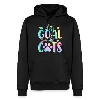 Objectif de vie Sauver tous les chats Tie Dye Funny Foster - Sweat à capuche Premium bio Homme - noir - Devant - Nico (187cm)