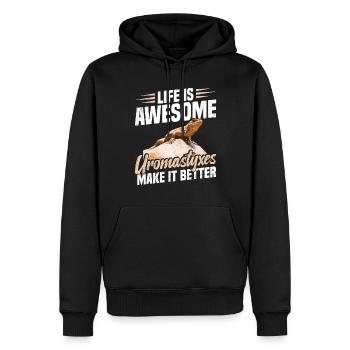 Das Leben Ist Großartig, Uromastyxe Machen Es - Männer Premium Bio Hoodie - Schwarz - Vorne - Nico (187cm)