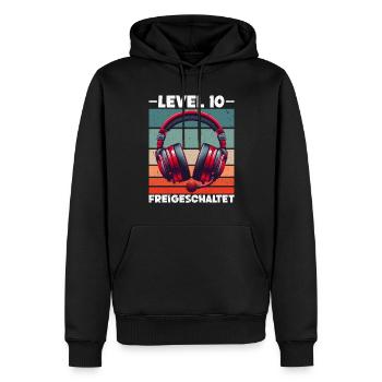 Level 10 Freigeschaltet Gaming Geburtstag PC - Männer Premium Bio Hoodie - Schwarz - Vorne - Nico (187cm)