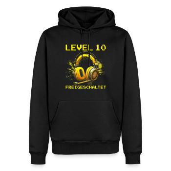 Level 10 Freigeschaltet Gaming Geburtstag PC - Männer Premium Bio Hoodie - Schwarz - Vorne - Nico (187cm)