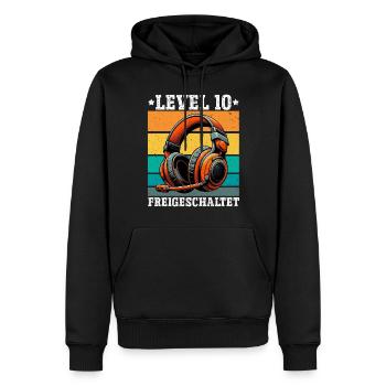 Level 10 Freigeschaltet Gaming Geburtstag PC - Männer Premium Bio Hoodie - Schwarz - Vorne - Nico (187cm)