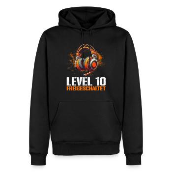 Level 10 Freigeschaltet Gaming Geburtstag PC - Männer Premium Bio Hoodie - Schwarz - Vorne - Nico (187cm)