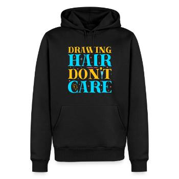 Artist Painter Graphic Drawing Hair Don´t Care - Männer Premium Bio Hoodie - Schwarz - Vorne - Nico (187cm)