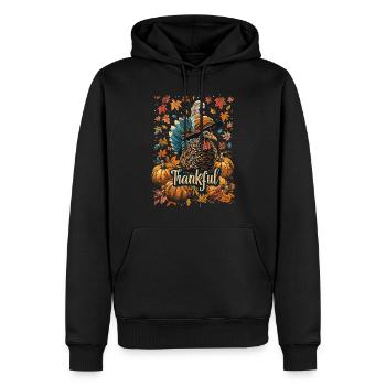 Grateful Gobble Wobble Thanksgiving - Sweat à capuche Premium bio Homme - noir - Devant - Nico (187cm)