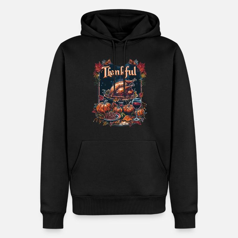 Grateful Gobble Wobble Thanksgiving - Sweat à capuche Premium bio Homme - noir