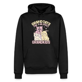 Cadeaux de grand-mère chat - Sweat à capuche Premium bio Homme - noir - Devant - Nico (187cm)