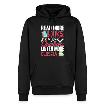 Book Read More Books - Men’s Premium Organic Hoodie - black - Front - Nico (187cm)