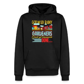 Gardening God Made Rainy Days - Men’s Premium Organic Hoodie - black - Front - Nico (187cm)