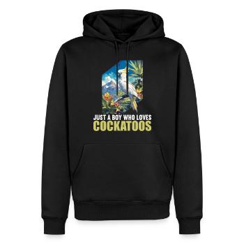 Cacatoès Cacatoès Cacatoès - Sweat à capuche Premium bio Homme - noir - Devant - Nico (187cm)