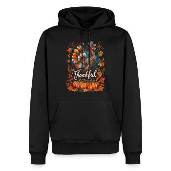 Grateful Gobble Wobble Thanksgiving - Sweat à capuche Premium bio Homme - noir - Devant - Nico (187cm)