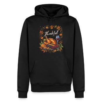 Grateful Gobble Wobble Thanksgiving - Sweat à capuche Premium bio Homme - noir - Devant - Nico (187cm)
