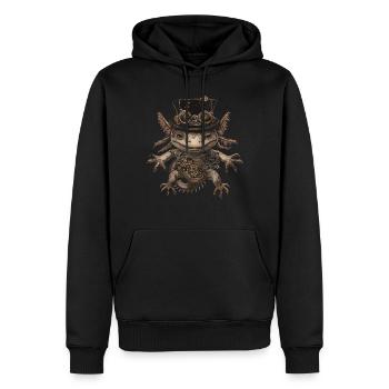 Steampunk Axolotl - Männer Premium Bio Hoodie - Schwarz - Vorne - Nico (187cm)