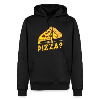 Drôle de dicton de pizza - Sweat à capuche Premium bio Homme - noir - Devant - Nico (187cm)