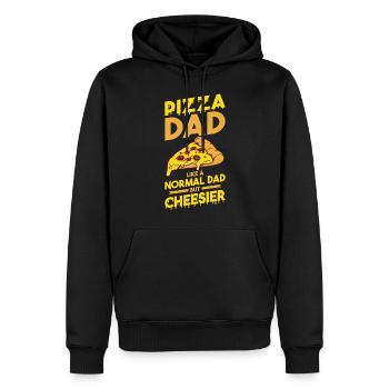 Drôle de dicton de pizza - Sweat à capuche Premium bio Homme - noir - Devant - Nico (187cm)