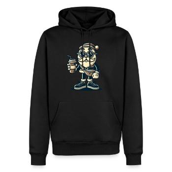 Snob Père Noël Cool avec boisson - Sweat à capuche Premium bio Homme - noir - Devant - Nico (187cm)