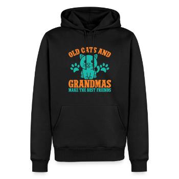 Cadeaux de grand-mère chat - Sweat à capuche Premium bio Homme - noir - Devant - Nico (187cm)