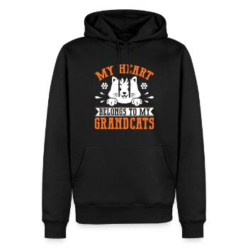 Cadeaux de grand-mère chat - Sweat à capuche Premium bio Homme - noir - Devant - Nico (187cm)