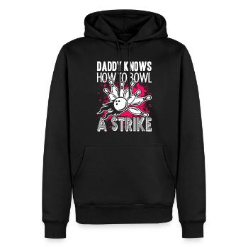 Bowling Daddy Knows Bowl A Strike - Men’s Premium Organic Hoodie - black - Front - Nico (187cm)