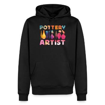 Pottery Ceramics Artist Watercolor - Men’s Premium Organic Hoodie - black - Front - Nico (187cm)