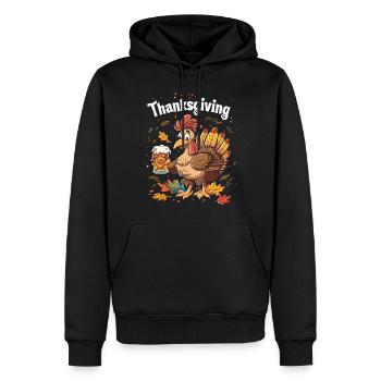 Grateful Gobble Wobble Thanksgiving - Sweat à capuche Premium bio Homme - noir - Devant - Nico (187cm)