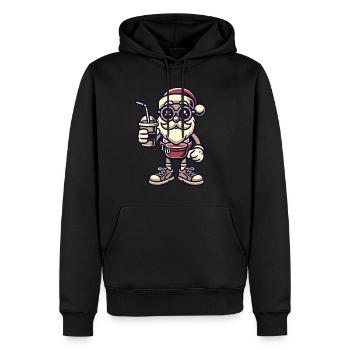 Schnösel Weihnachtsmann Mit Drink - Männer Premium Bio Hoodie - Schwarz - Vorne - Nico (187cm)