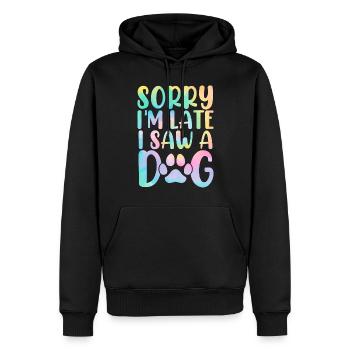 Désolé, je suis en retard, j’ai vu un refuge pour chiots Dog Tie Dye - Sweat à capuche Premium bio Homme - noir - Devant - Nico (187cm)